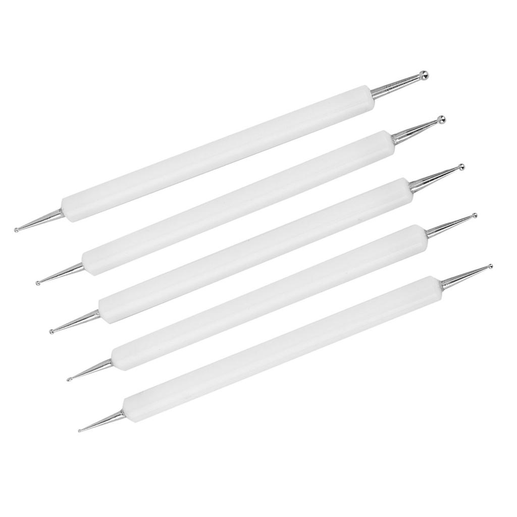 5Pcs Double End Acrylic Rod Round Head Clay Indentation Pen Sculpting Dotting Tool (Black)