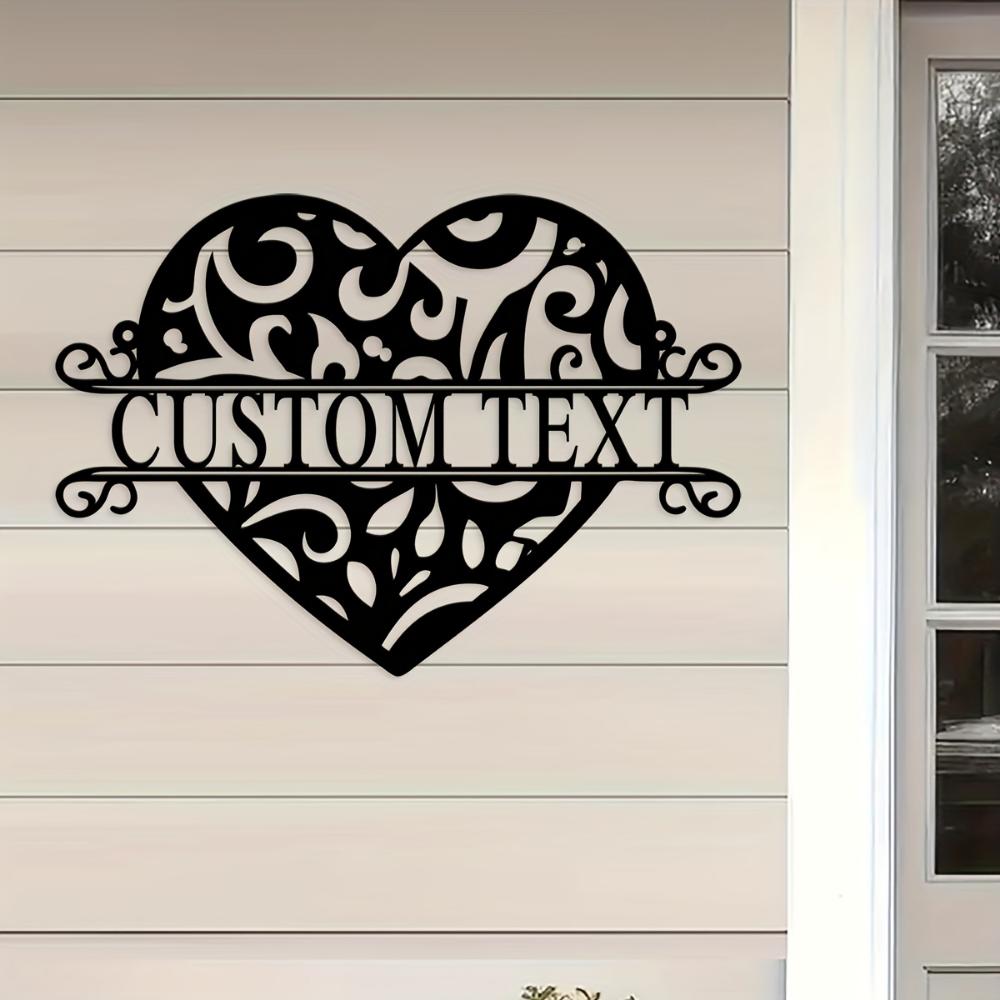 Vintage Metal Wall Art Heart Shape Personalized Family Name Sign Wedding Housewarming Gift