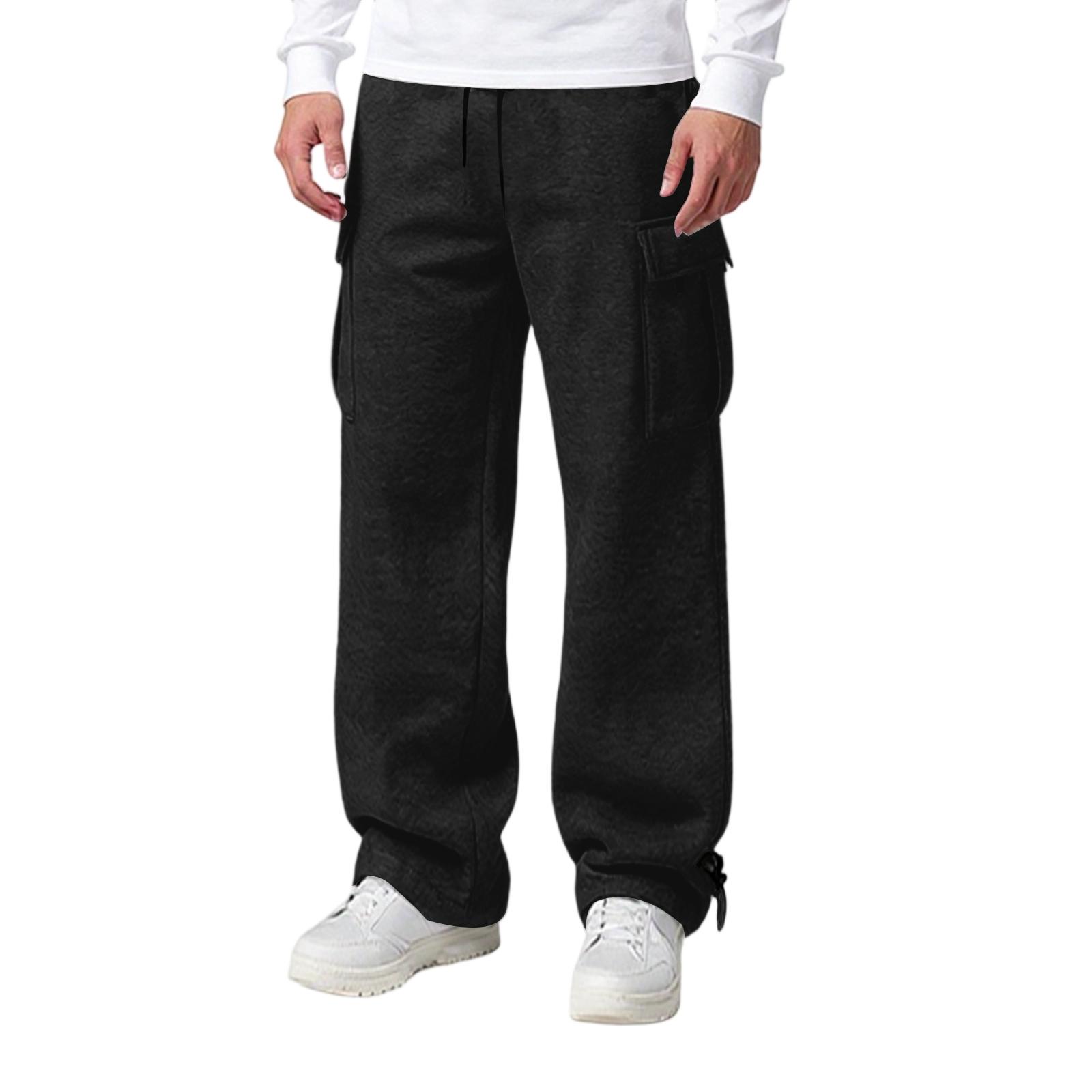 

Men s Fashion Leisure Middle Waist Long Style Casual Pants L чёрный