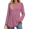 Women's Casual Fashion Long Sleeve Shirt Solid Color Tunic Top