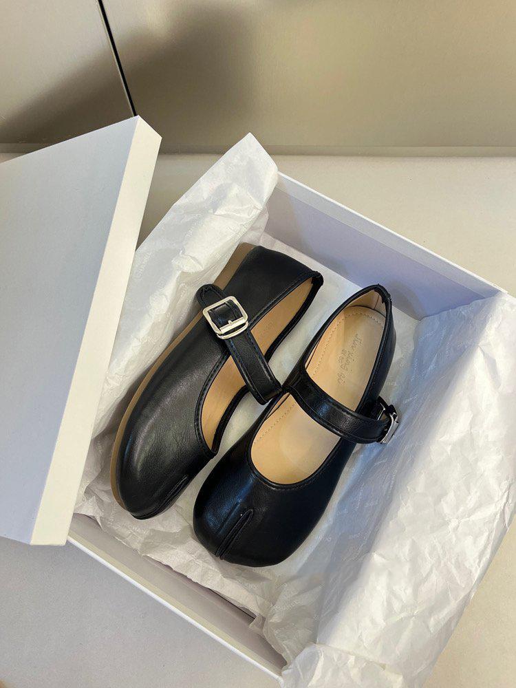

Модные и удобные ретро-туфли Мэри Джейн с поддельным раздвоенным носком, женские летние нежные туфли на плоской подошве для поездок на работу из сои 40 чёрный