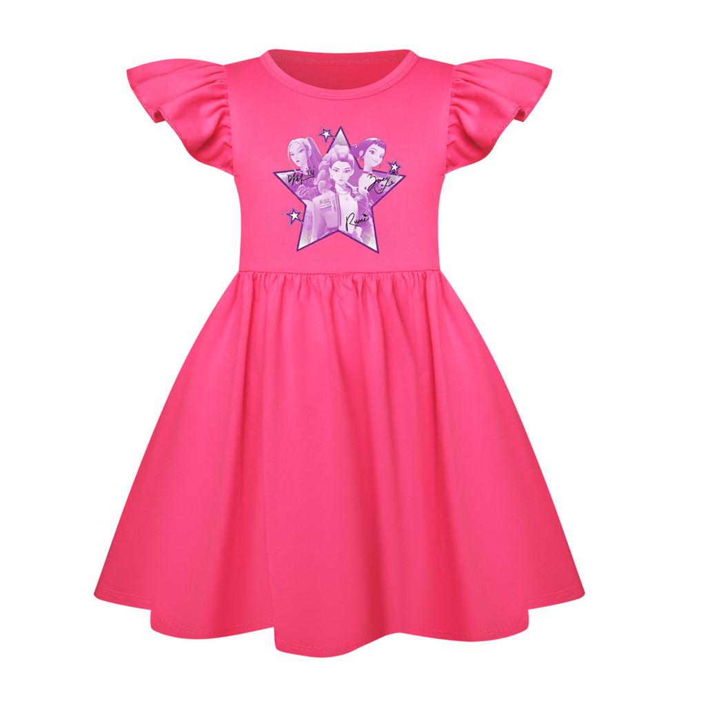 5168 Kids Girls Mira Zoey Rumi Printed Ruffle Short Sleeves Casual Dress