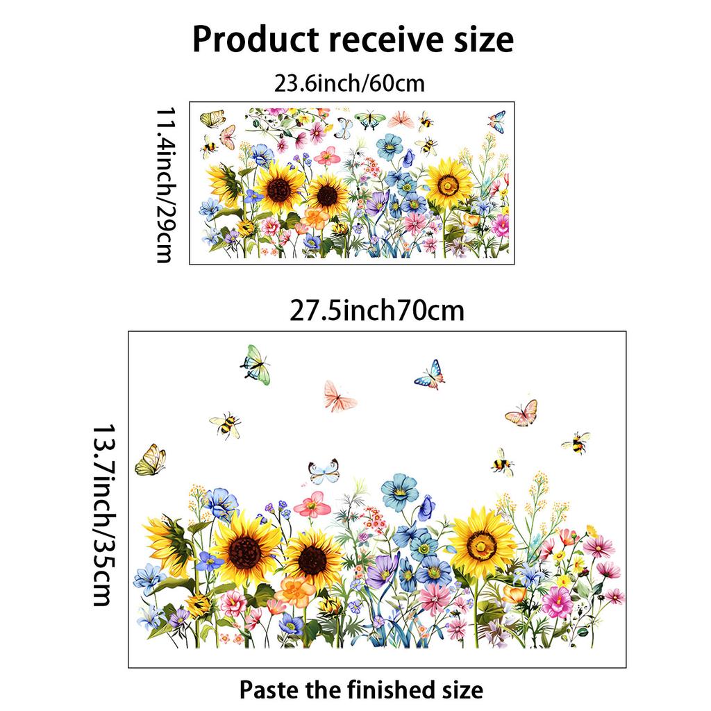 Butterfly and Flower Wall Stickers for Home Decor - Removable Vinyl Wall Art for Living Room Bedroom Hallway Entrance