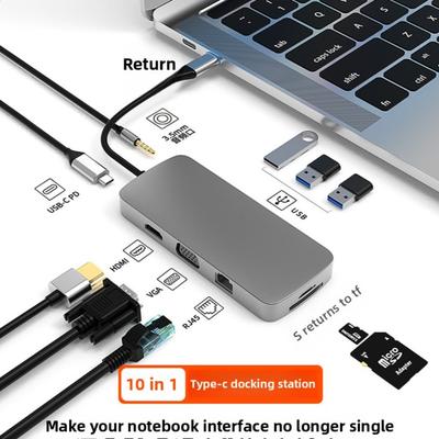 10 In 1 Type C Docking Station USB C Hub Adapter for Laptop with HDMI VGA Ethernet Ports Fast Charging