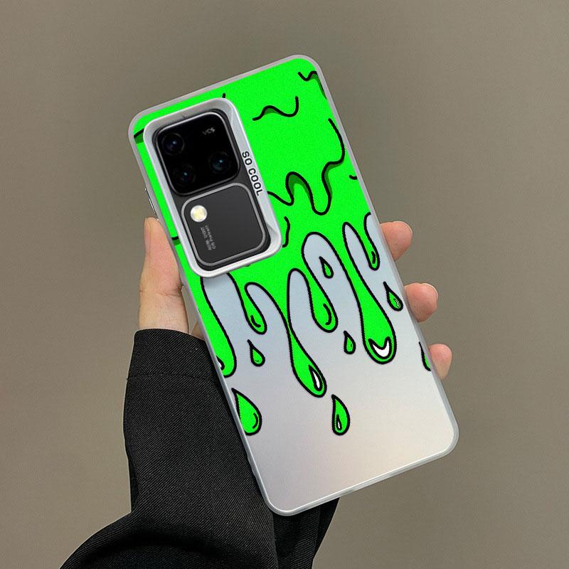 For Samsung Galaxy S25 S22 Ultra Plus S21 FE S24 S23 Ultra Plus FE Laser Phone Case Funny Melted Ice Cream Pattern Cover Fundas