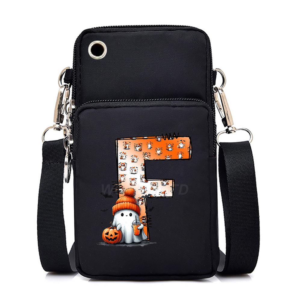 Halloween letter printing trend mobile phone bag vertical square black messenger bag change bag