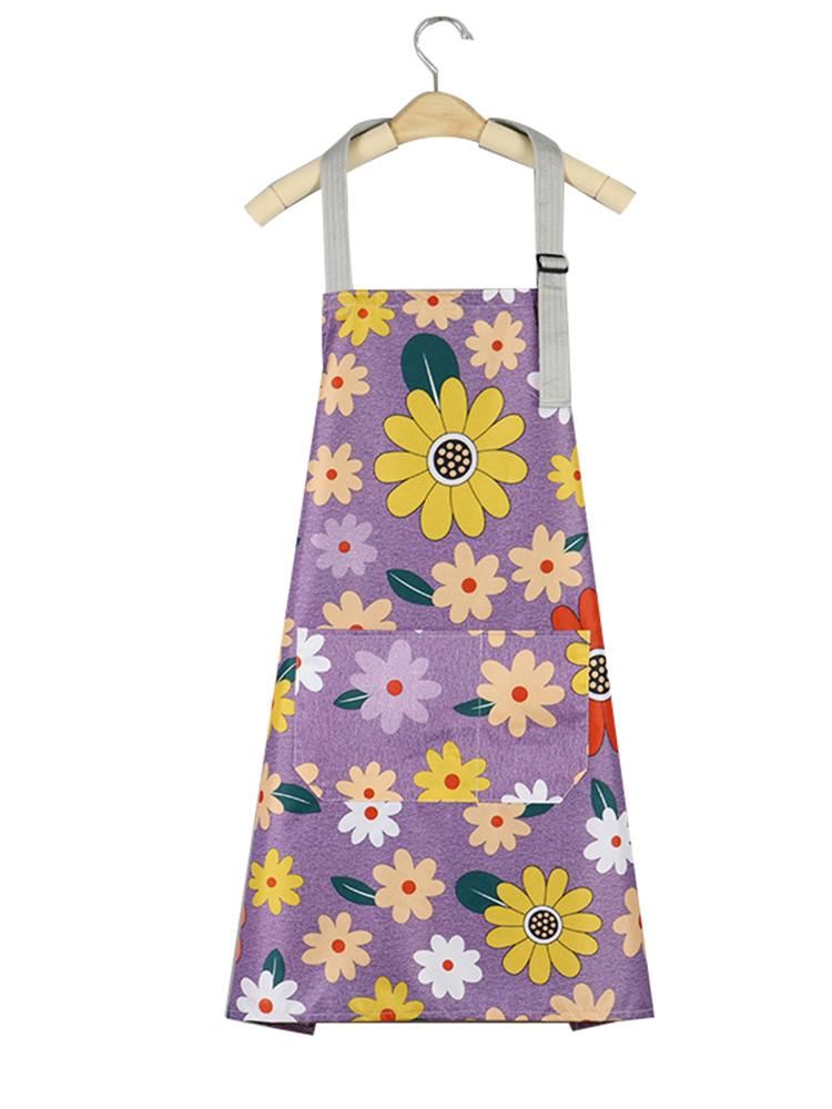 Cute Flower Kitchen Household Oil-Proof Cooking Apron For Women Children Men Kitchen Waterproof Adult Coffee Baking Accessories