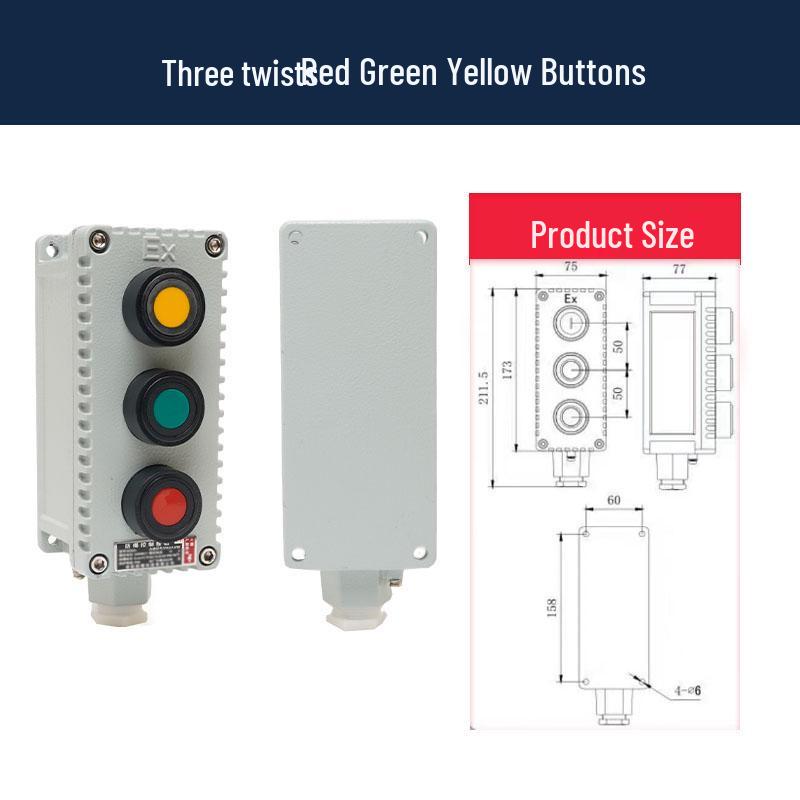 LA53 Explosion-Proof Emergency Stop & Self-Locking Control Switch Box (1H/2H/3H)