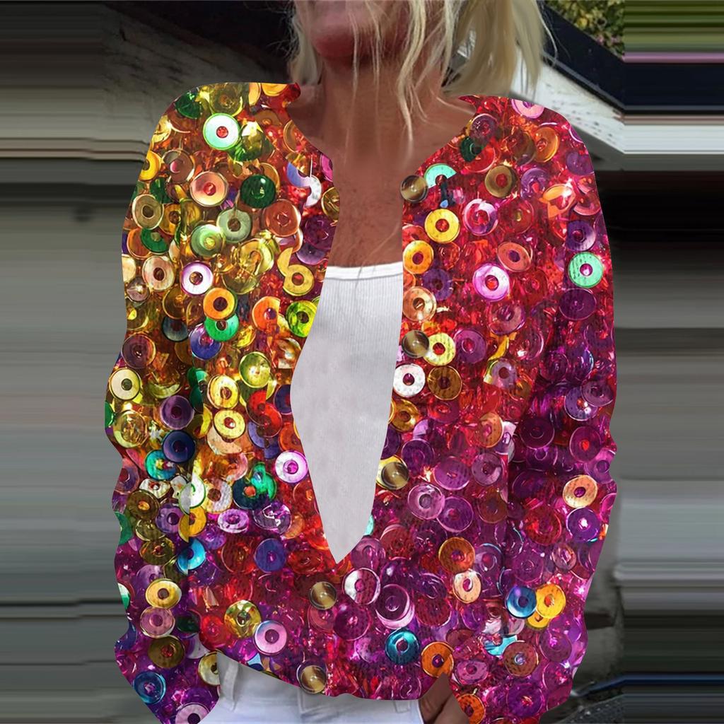 Women's Fashion Printed Long Sleeve Knitted Cardigan Button Down Jacket