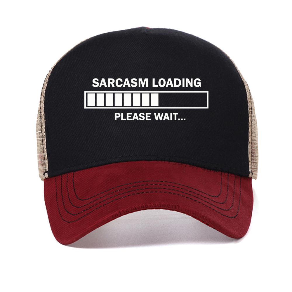

Sarcasm Loading Please Wait Letters Print baseball cap fashion outdoor Causal Breathable sun hats mesh Snapback hat trucker caps Adjustable