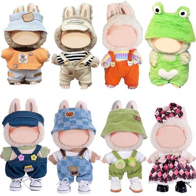 17cm Plush Doll Clothes and Accessories for Labubu Doll 6.7'' Kawaii Doll Cartoon Cute Clothes Dolls Christmas Gift