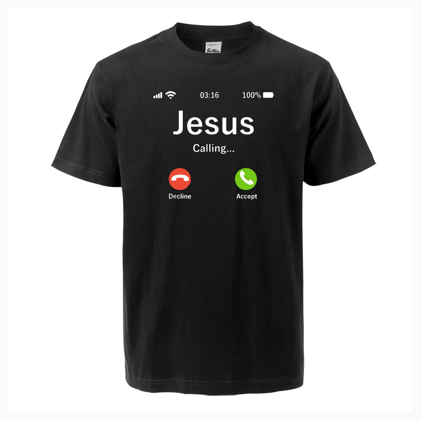 

2023 Arrival Jesus T Shirt Funny Calling Accept Or Decline That Is Question Design Faith Admire High Quality Cotton T-Shirt 3XL чорний