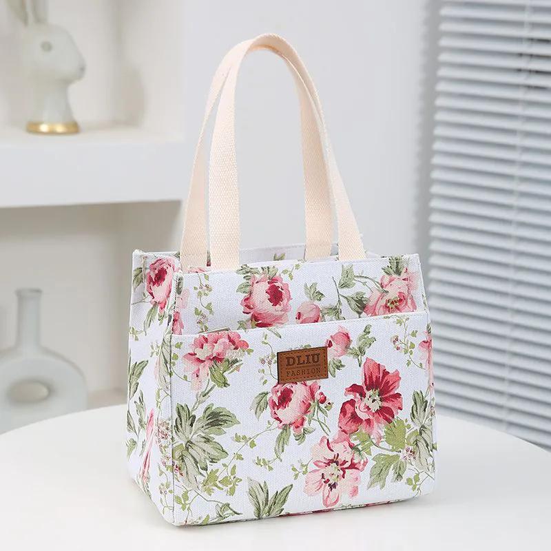 WTEMPO Large Capacity Insulated Handbags Hand-carried Lunch Bag for Work Oil-proof Lunch Box Bag Mommy Zipper Bags