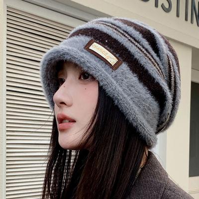 Autumn and Winter Velvet Windproof Warm Big Head Circumference Pile Hat Woman