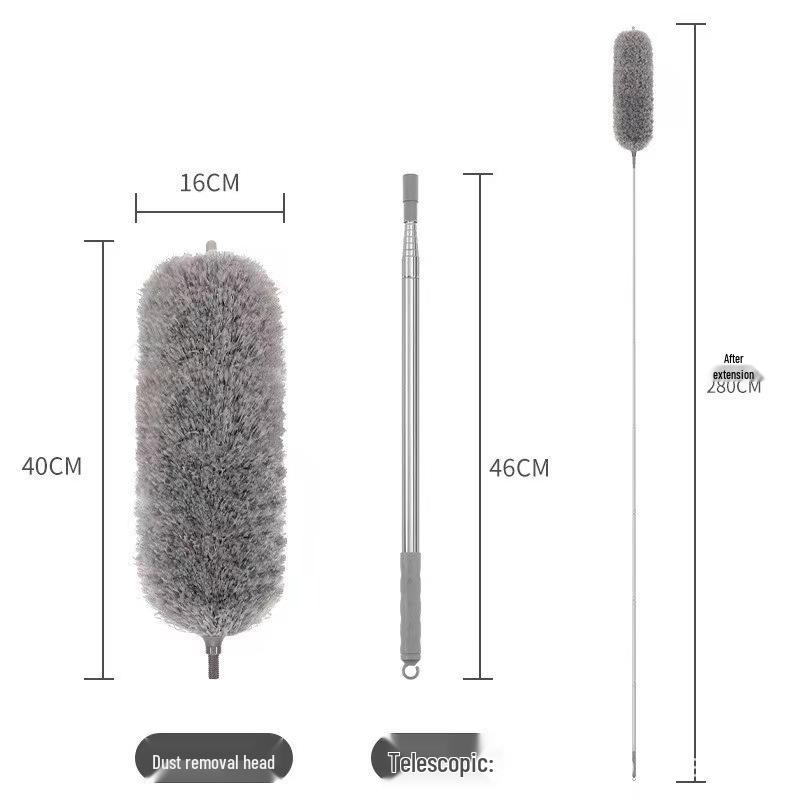 2.8m Retractable Feather Duster for Curved Ceilings - Electrostatic Household Dust Remover