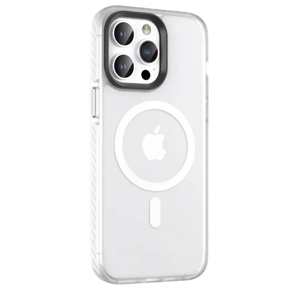 

Чехол для iPhone 16 Pro Max Матовый Ударопрочный Чехол Magsafe Для iPhone 15 13 12 11 14 Pro Max Plus Магнитная Беспроводная Зарядка Чехол for iPhone 12Pro белый