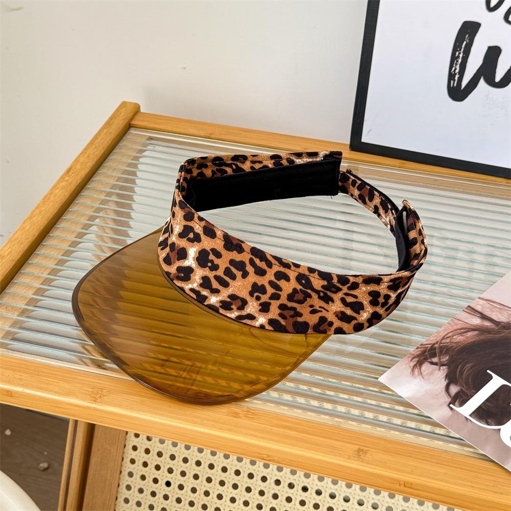 UV-Schutz Leopardendruck Visierkappe Unifarbene Sonnenkappe Modischer Transparenter Hohlhut Camping