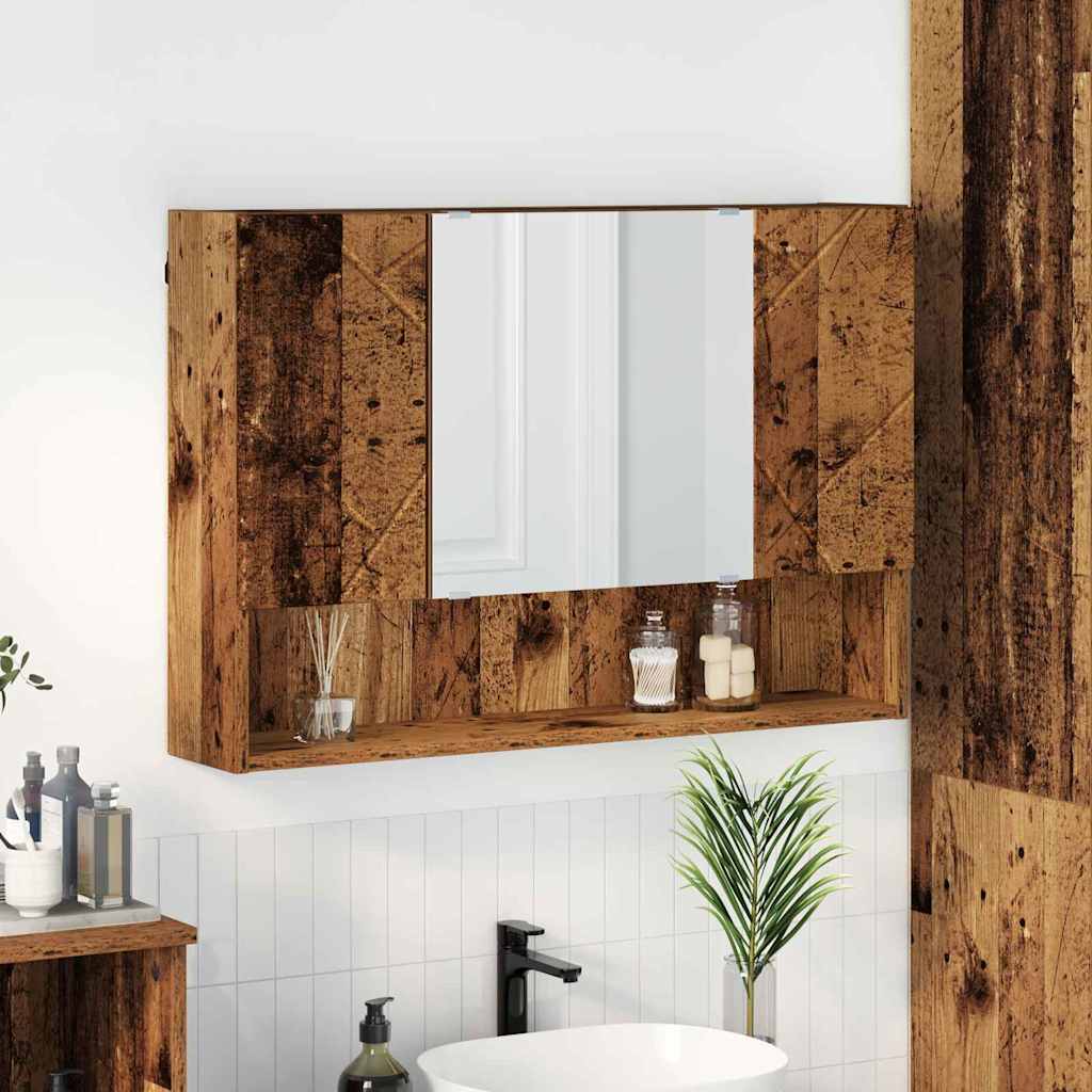 Mirror Cabinet with Door Reclaimed Wood 80 x 17 x 55 cm Engineered Wood
