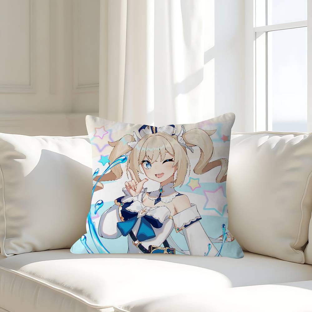 G-Genshin Impact Barbara Pillow Case Removable Washable Cushion Cover – All-Season Soft Linen