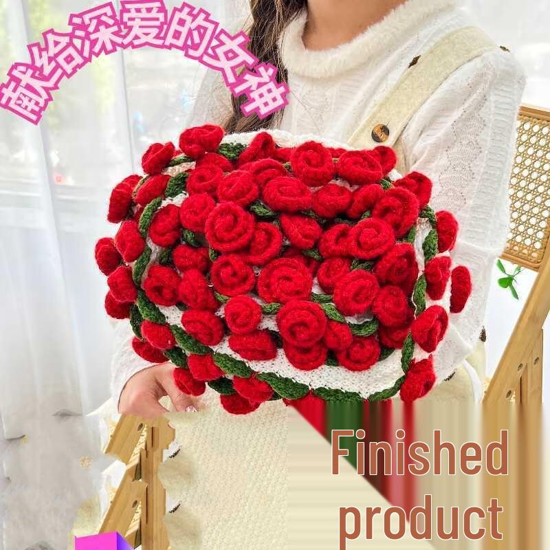 

LISM Handmade Rose Flower Bouquet Design Blanket