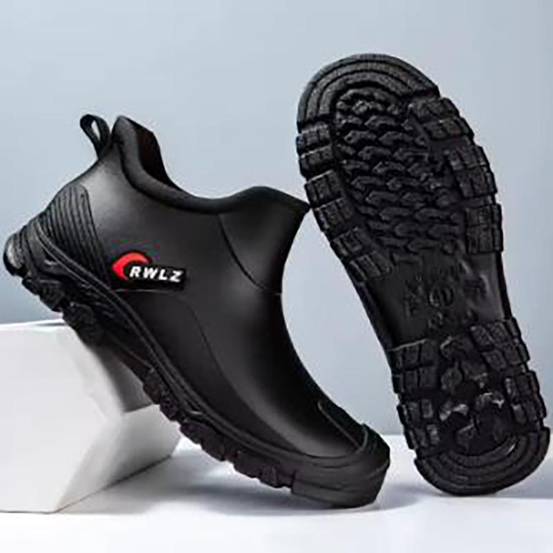 Winter Fur Rain Boots Men Fashionable Non Slip Waterproof Rubber Shoes Fishing Work Car Wash Resistant Water Boots