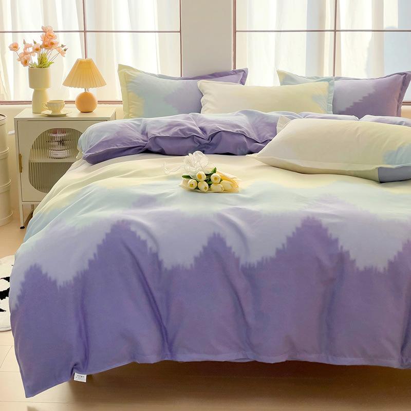 Klasse A Säuglings- und Kleinkindqualität Ins Kleiner Frischer Verdickter Abgeriebener Vier-Teile-Satz Hautfreundliche Laken Gewaschene Baumwolle Bettbezug Schlafsaal 3-teiliges Set