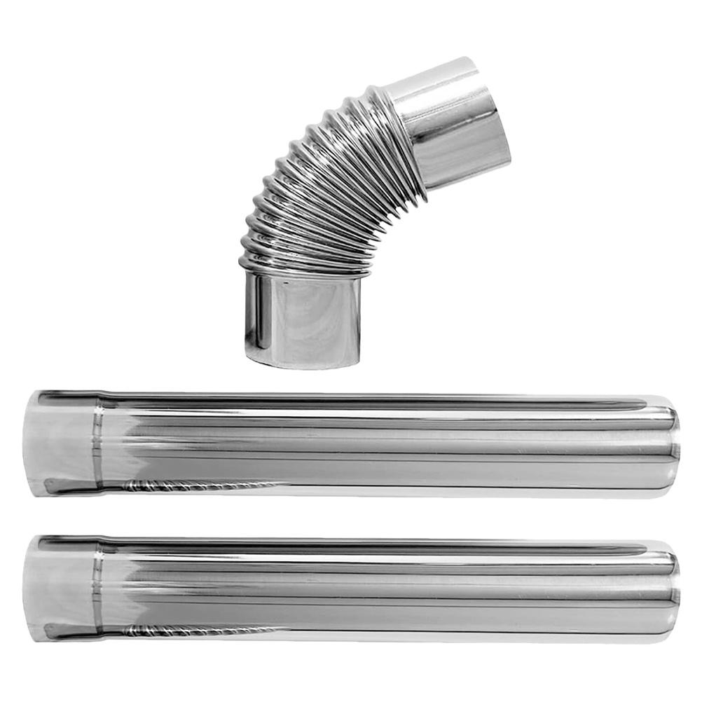 3ks Nerezová komínová trubka Set 90° koleno Rovná trubka Větrací otvor pro kamna Konektor pro odvod spalin Trubka pro plynový ohřívač vody