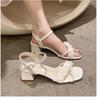 Sandale cu toc înalt noi de vară 2025 Sandale uimitoare cu simț de design de nișă Temperament de fată Toc gros Curea cu un cuvânt Sandală Mary Jane