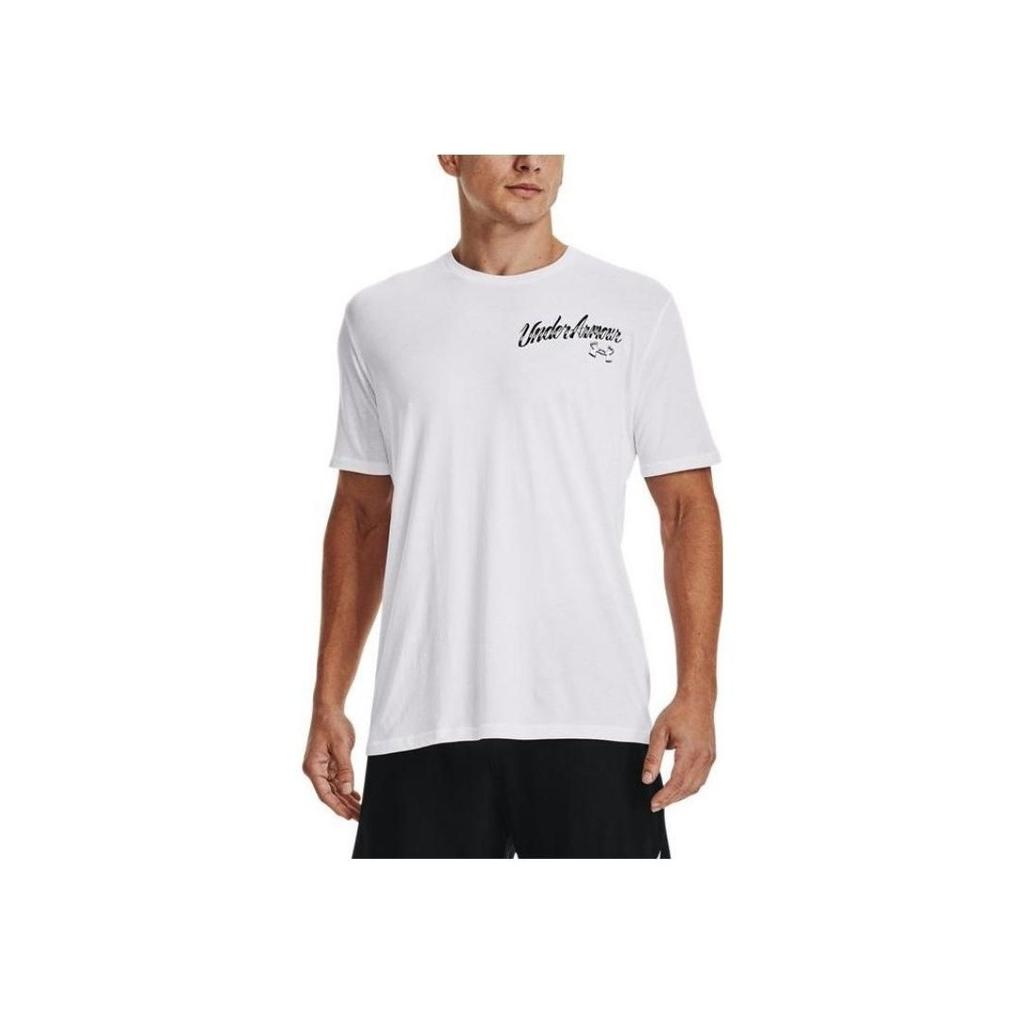 Under Armour Camiseta Deportiva de Manga Corta para Hombre con Estampado de Planta de Dibujos Animados, Soporte de Baloncesto, Tops Blancos 1370522-100