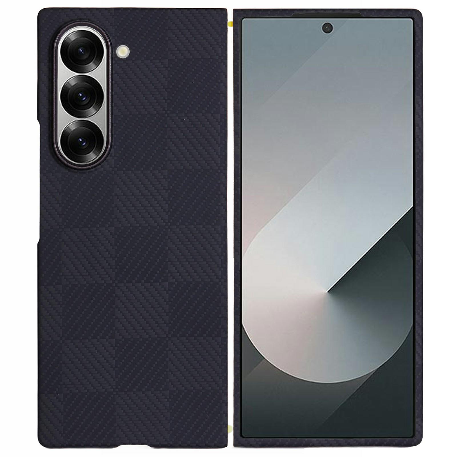 

For Samsung Galaxy Z Fold6 5G Case Square Grid Pattern Aramid Fiber Phone Cover Compatible with MagSafe A