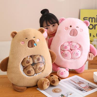 Non-Toxic Six Balls Capybara Bag Cartoon Newt Animal Squishy Mini Dolls Plush Pillow Office Nap Food Snack Plushie Peluche Gift