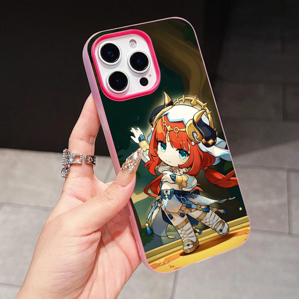 Game GI Nilou Jelly Double layer Rose Red Mobile Phone Case for iPhone 17 16 15 14 13 12 11 Air Pro Max Plus Protective