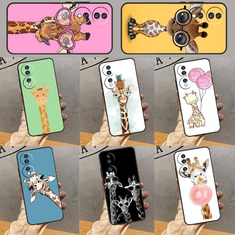 Cute Cartoon Animal Giraffe Case For Honor 70 90 50 Lite X9c X8a X8b X9b X9a X8 X9 Honor 200 Lite Magic 5 6 7 Pro Cover