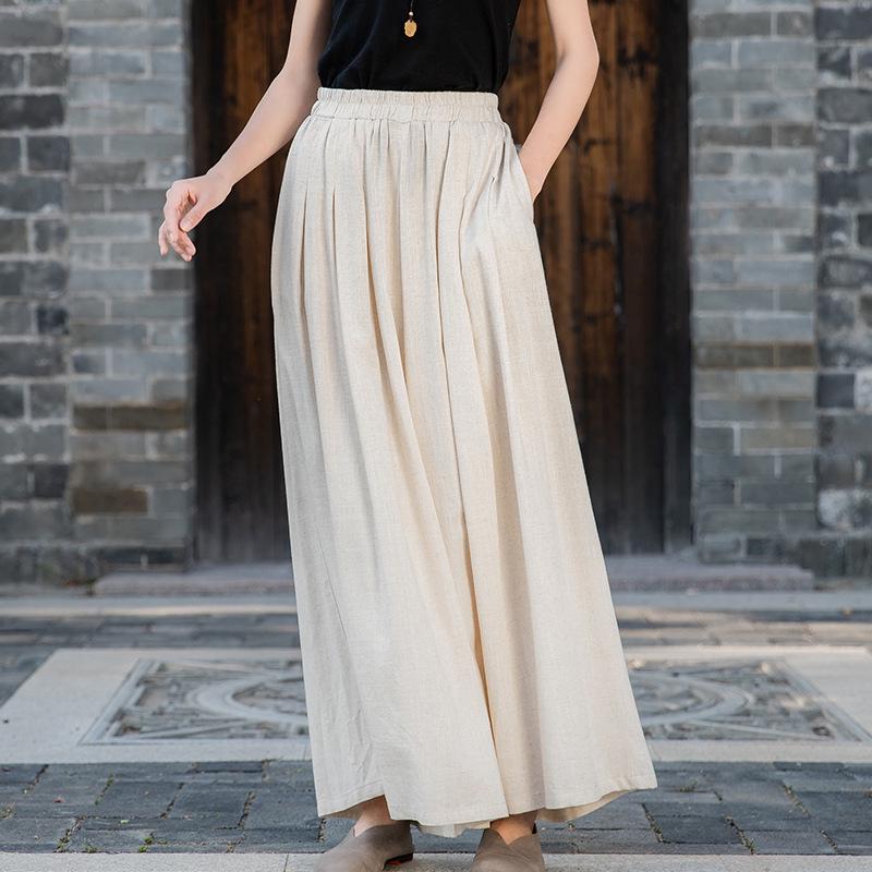 Women's Lightweight Cotton-Linen Wide-Leg Pants for Yoga and Meditation
