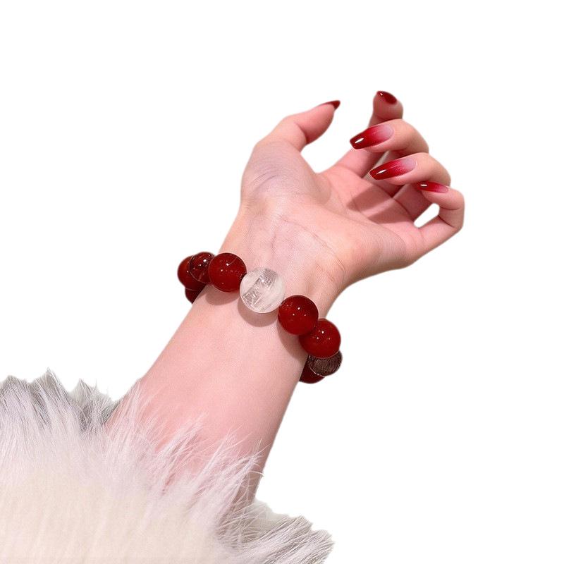 Luxurious Red Agate Crystal Bracelet for Women - Elegant Multi-Gem Beaded Jewelry for Wealth Attraction