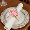 Artificial Rose Napkin Ring Farmhouse Rustic Jute Rope Fake Flower Dinner Napkin Holder Birthday Wedding Party Table Decoration