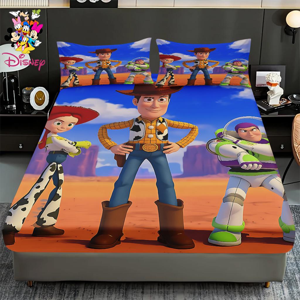2/3pcs Disney Toy Story Cozy Fitted Sheet Set 100% Polyester Digital Print Festive Bedroom & Dormitory Decoration