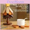Christmas Tree Heat Resistant Coaster Set With Wooden Material For Holiday Table Decor