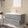 Washbasin Cabinet with Built In Basin Grey Sonoma Wood Based Material