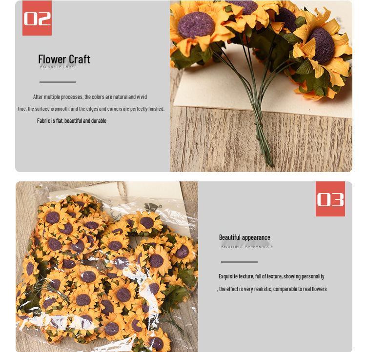 Sunflower Paper Flower DIY Gift Box Decoration for Weddings, Candy Boxes, and Accessories - Small Floral Accents.