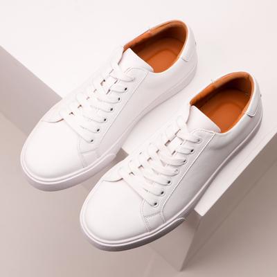 Large Size Retro Men's White Shoes Versatile Sneakers Business Casual Leather Shoes Men's Leather Soft Baseplate Shoes Men's Shoes
