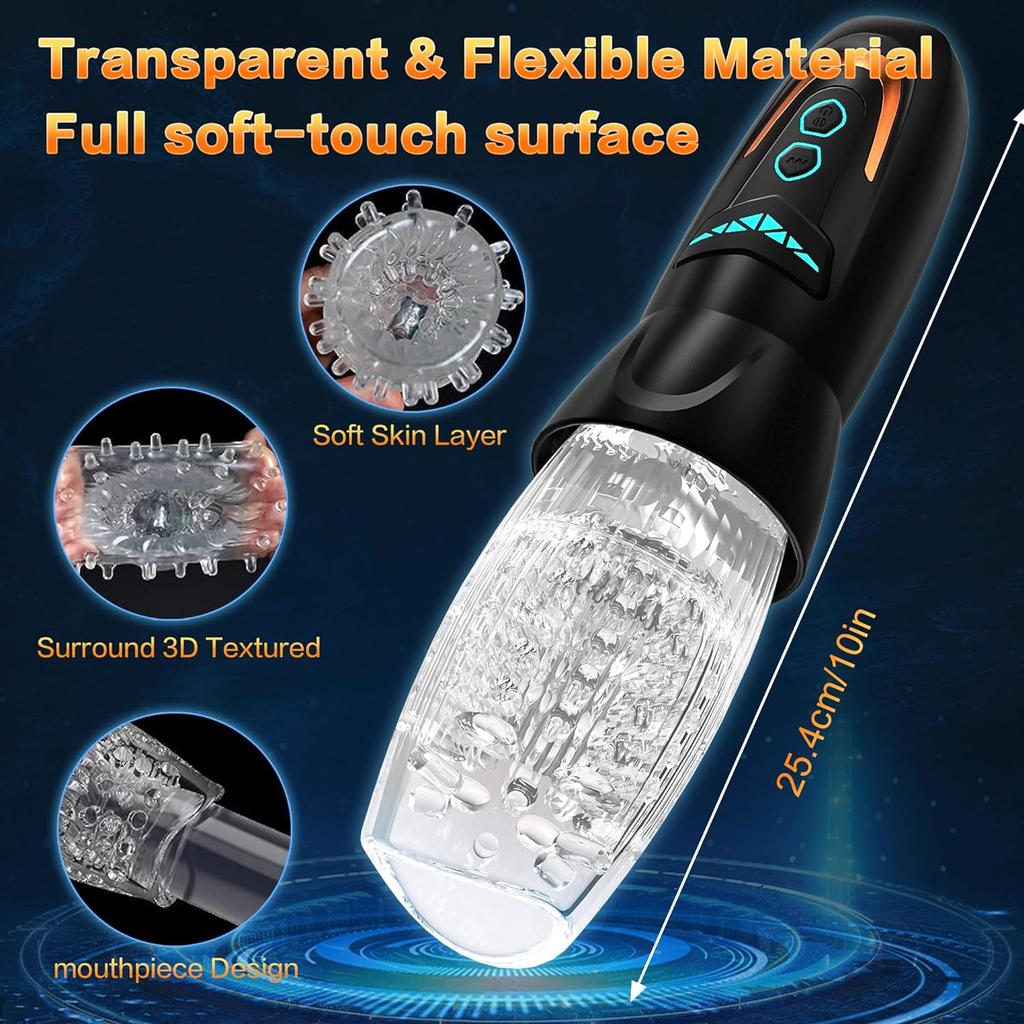 Automatic Male Masturbator Sex Toys with 10 Vibrations 8 Insertion and Rotation Modes Penis Pump Male Stimulator Penis Vibrator Adult Toys for Men