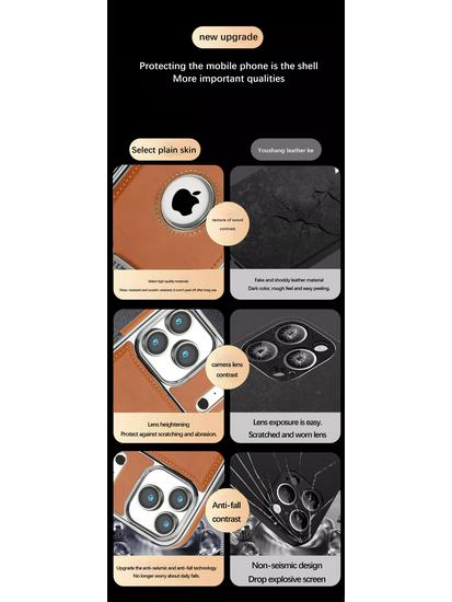 Apple 17 Pro Max Leather Magnetic Case 16 Business Logo Electroplated Anti-Fall