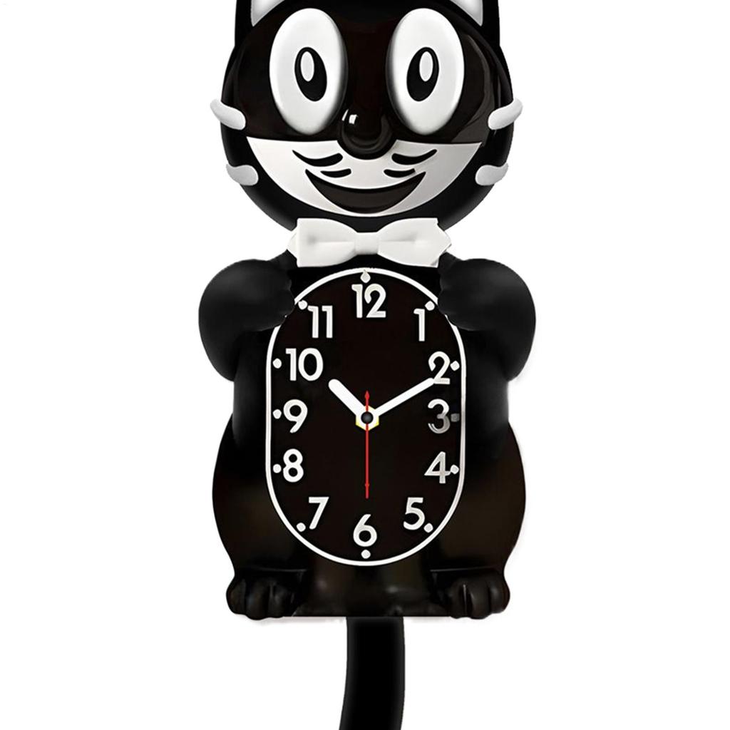 Vintage Cat Clock Cute Non Ticking Funny Retro Cat Wall Clocks with Moving Tail for Living Room Kitchen Study Home Office School