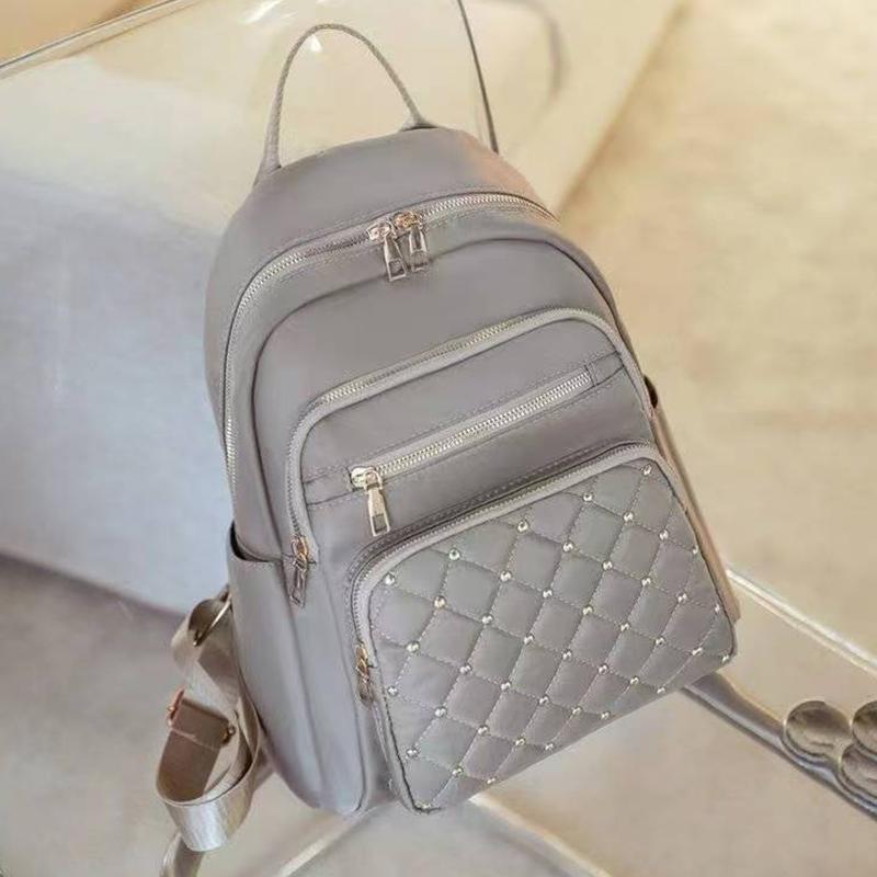 Trendy Women's Black Backpack with Studded Quilted Design for Daily Use Commute Outings Practical Versatile Fashi Bag