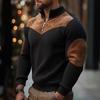 Vintage Patchwork Corduroy Sweatshirt for Men Stand Collar Casual Loose Pullover Half Zipper Hoodie Man