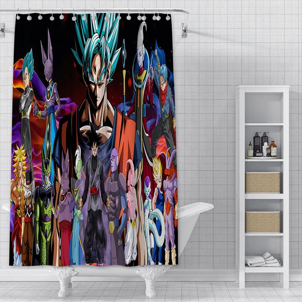 Anime B-balls Shower Curtain Waterproof Polyester Fabric Paint Bath Curtains B-balls Bathroom Decor D-dragons Curtain With Hook