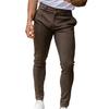 Men Pants Slim Fit Solid Color Mid Waist Soft Thin Breathable Slant