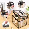 Cosmetic Storage Box Clear Capacity Dustproof Organizer Box with Padlock&Keys Portable Toiletry Storage Box with Handle for Home