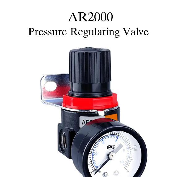 AR2000 G1/4'' Pneumatic Air Compressor Pressure Regulator Valve Reduction Valve With 4mm 6mm 8mm 10mm 12mm Connector Fittings